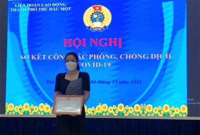 Tham dự sơ kết công tác phòng chống dịch COVID-19 của Liên đoàn lao động TP.TDM