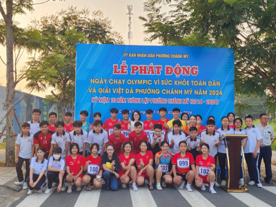 Trường THCS Nguyễn Văn Cừ tham gia Lễ phát động Ngày chạy Olympic vì sức khỏe toàn dân và giải việt dã phường Chánh Mỹ năm 2024
